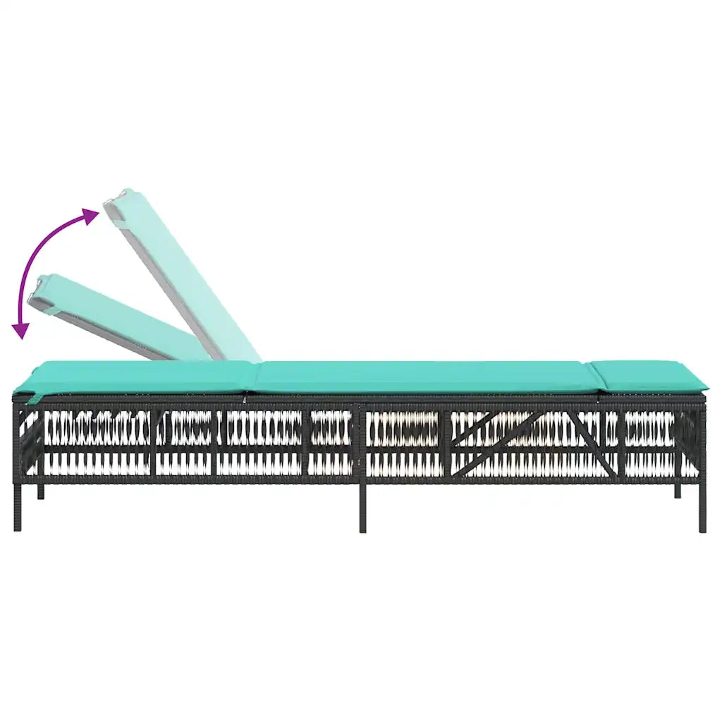 Lettino prendisole con Cuscino in Polyrattan Nero 4002745