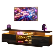 Mobile TV con 2 ante e 8 vani; illuminazione LED - per soggiorno - 160×40×45 cm - nero