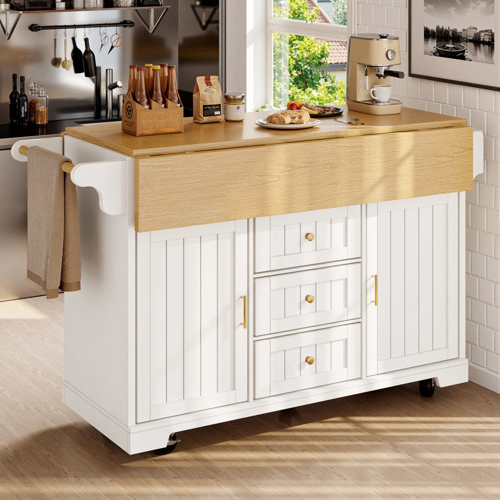 ISOLA CUCINA allungabile 120 x 80 x 95 cm MDF e metallo bianco