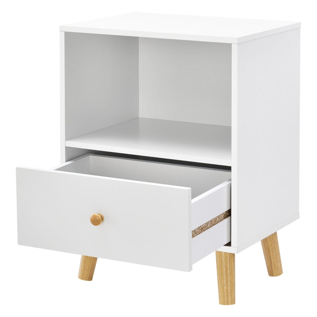 Set di 2 Comodini Sundsvall con Cassetto e Scomparto - Bianco [en.casa]