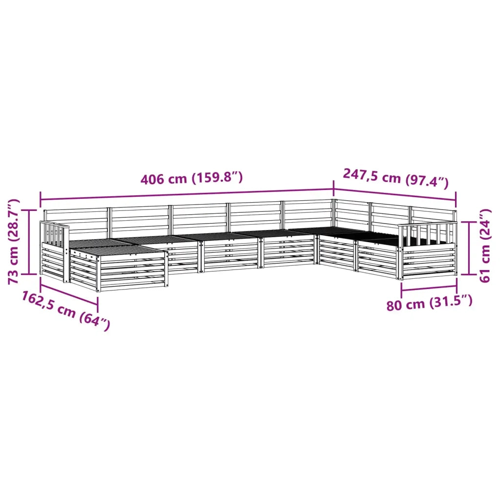 Set divani 8 pcs Naturale Legno di Acacia Massello 3373929
