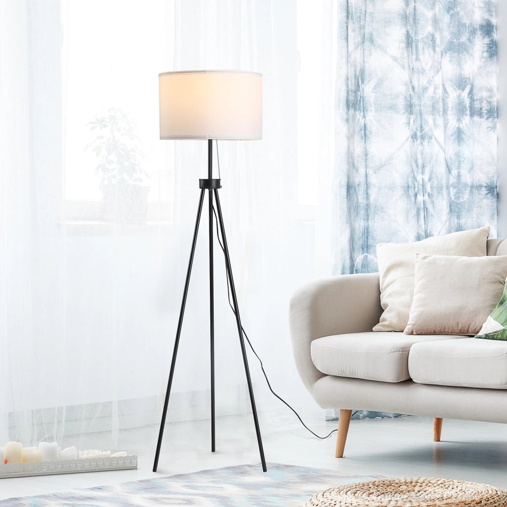 Lampada da Terra a Treppiede ¨C zephmum ¨C Metallo e Tela ?37x152 cm