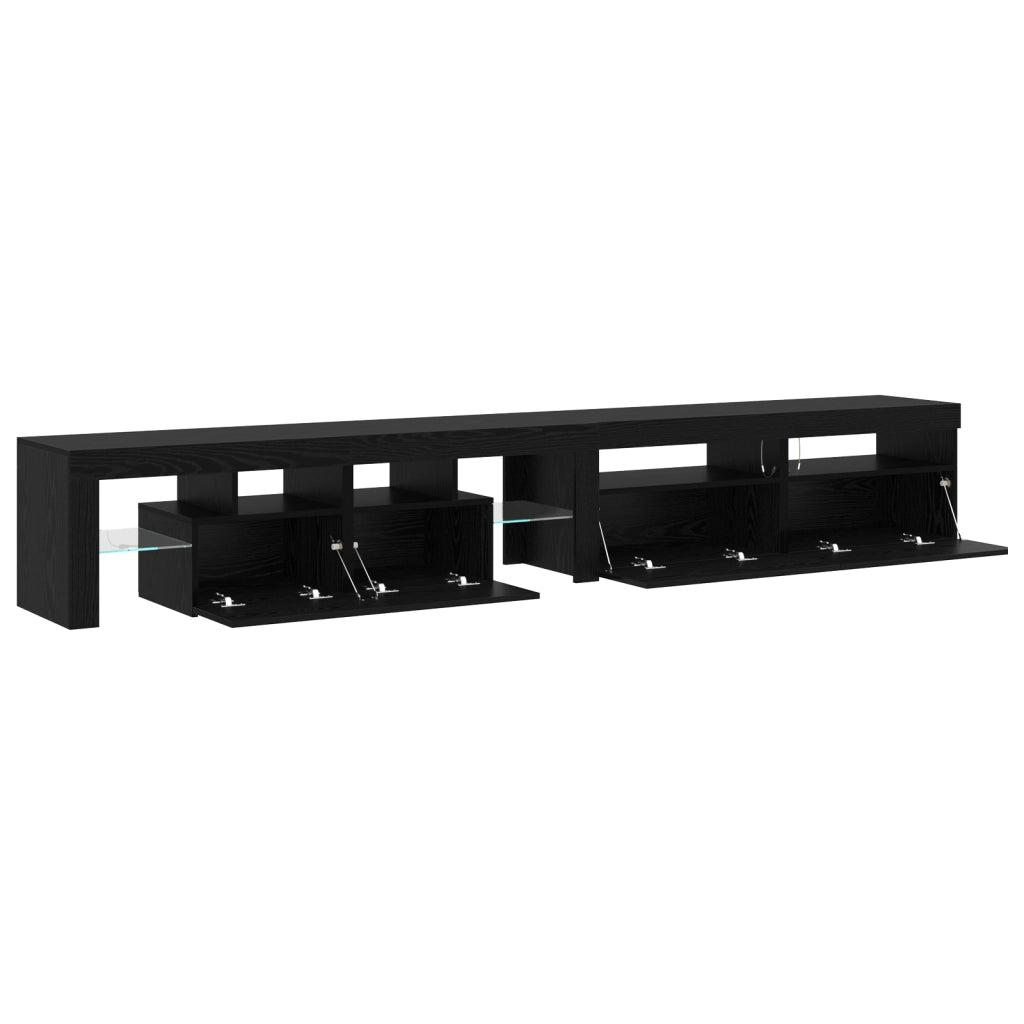 Mobili TV 3 pz con luci LED in rovere nero e legno ingegnerizzato
