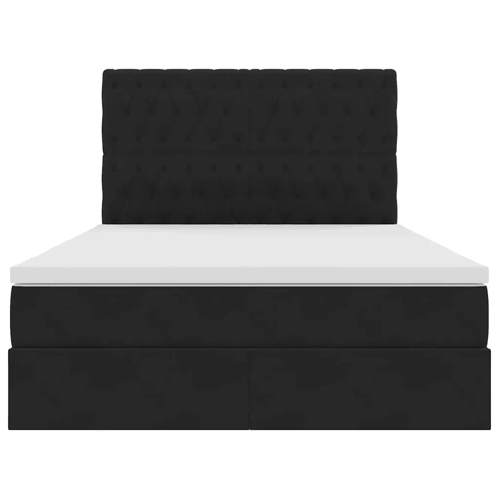 Letto con contenitore e materasso Nero 140 x 190 cm Velluto