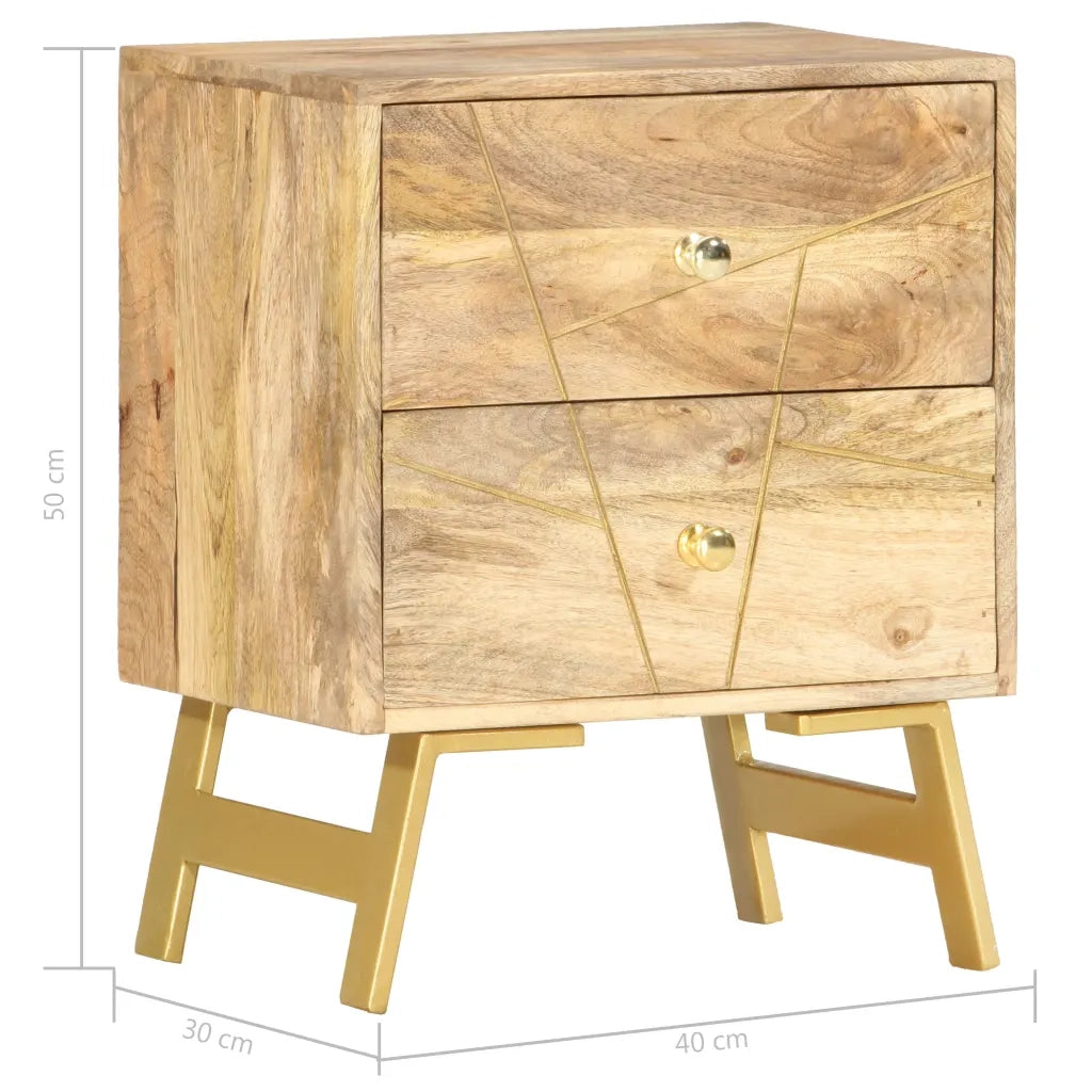 Comodino 40x30x50 cm in Legno Massello di Mango cod mxl 56611
