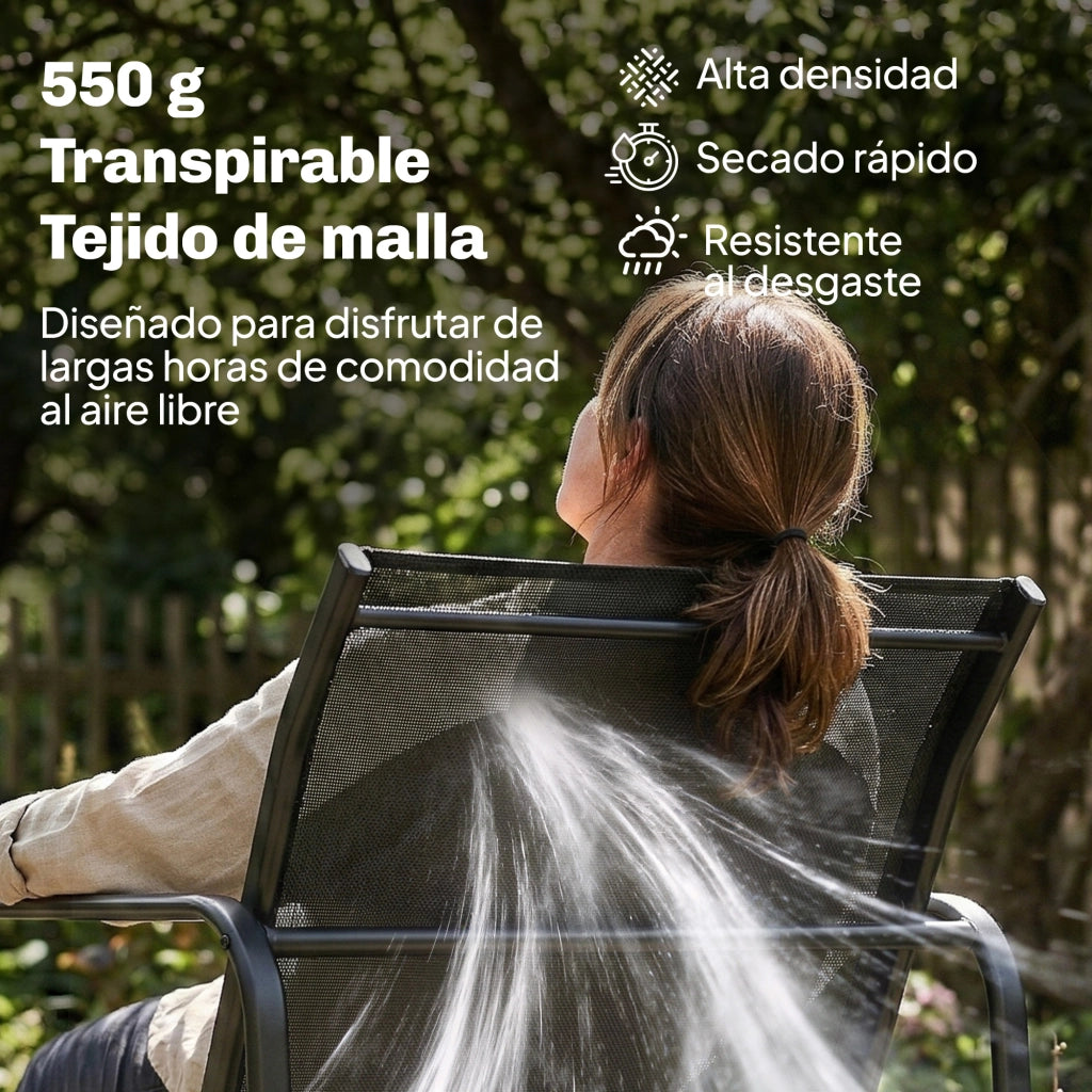 Set Giardino 4 Pezzi con Divano 2 Posti 2 Poltrone e Tavolo Vetro ¨C Zephmum ¨C Tessuto Textilene Grigio Scuro