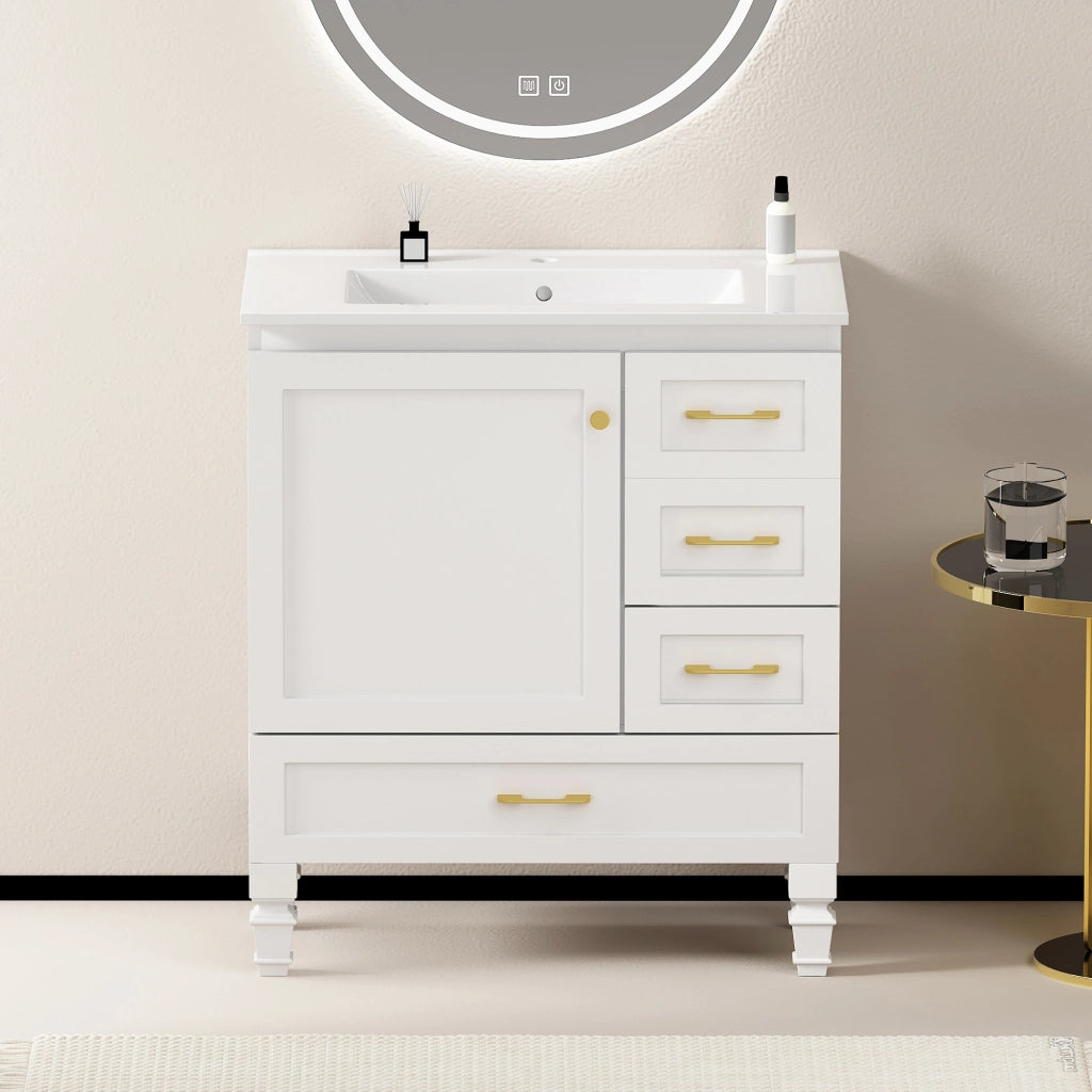 Armadietto da Bagno con Cassetti ¨C MINIMAL ¨C Bianco, 75 cm