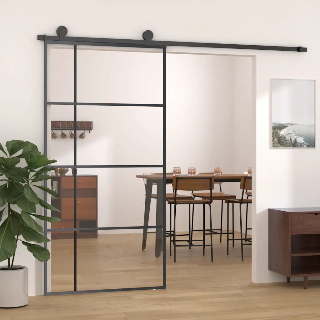 Porta Scorrevole in Vetro ESG e Alluminio 102,5x205 cm Neracod mxl 119030