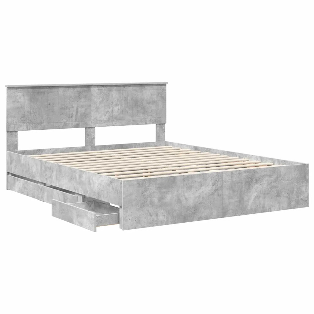 Struttura del letto con cassetto Grigio cemento 160 x 200 cm 3410689