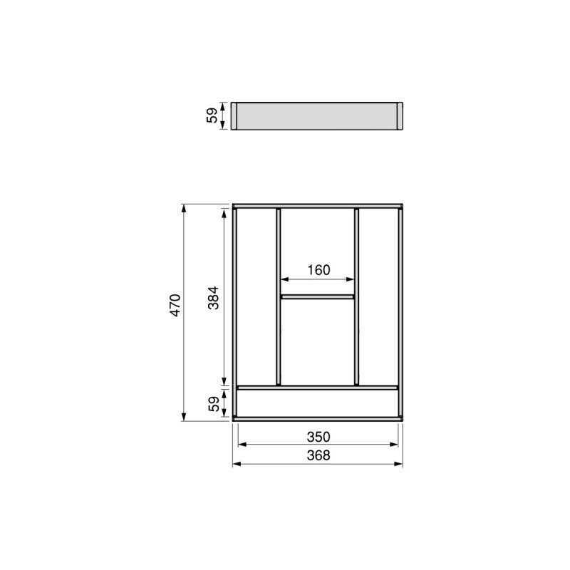 Organizzatore per cassetti Alumount 600x500, Alluminio, Grigio antracite