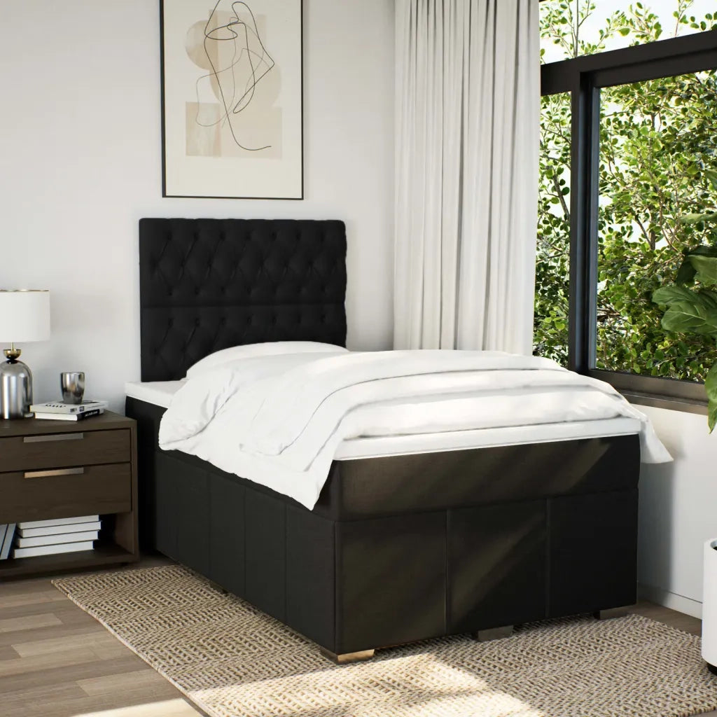 Giroletto a Molle con Materasso Nero 120x190 cm in Tessuto