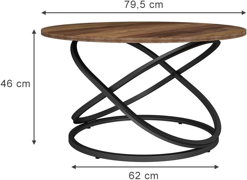Tavolino Calgary, Legno antico/Nero, 79.5 x 62 cm con ampia superficie di lavoro