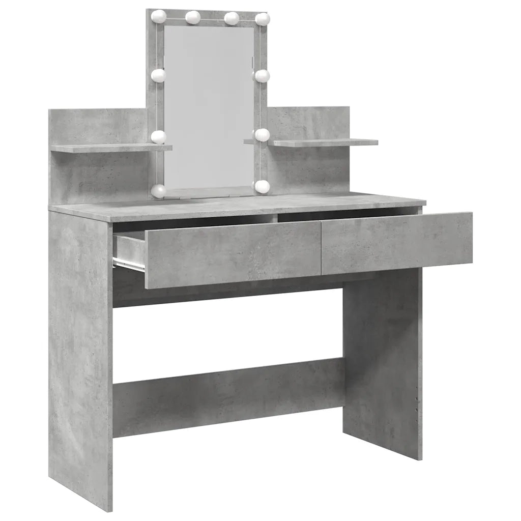 Toeletta | Tavolo da Trucco con LED Grigio Cemento 100x40x130 cm