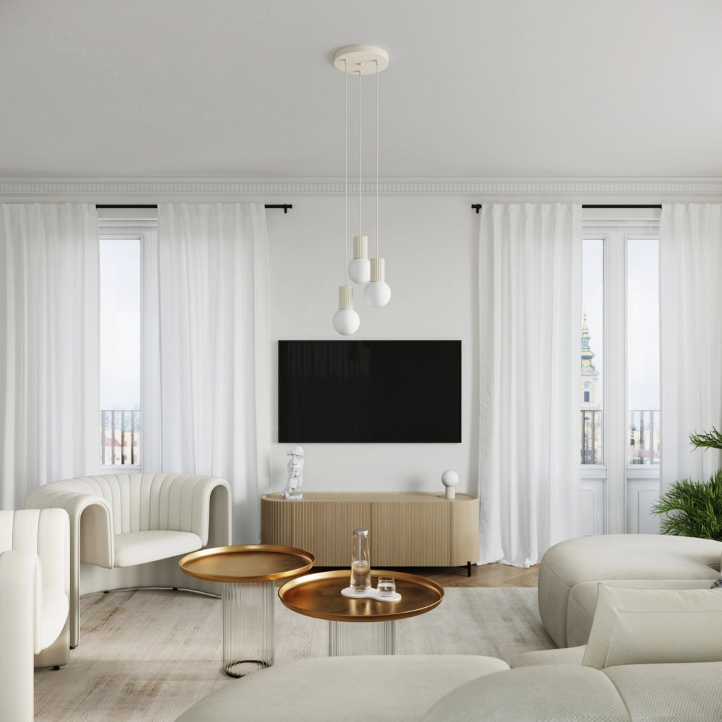 Lampada da tavolo SFERA Pure Lume beige rigata G9 vetro