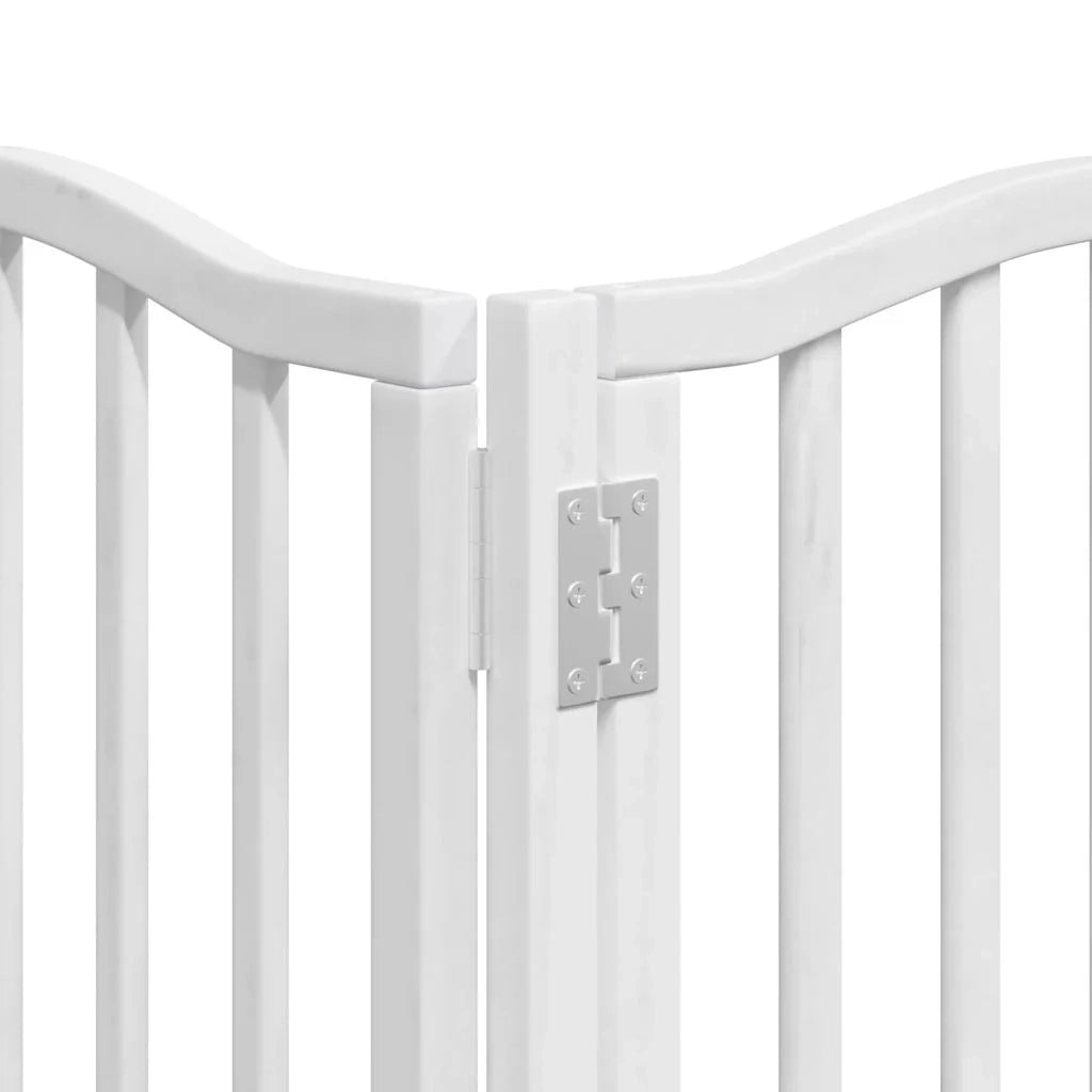 Cancelletto di sicurezza per cani porta pieghevole 9 pannelli legno di pioppo bianco 02_0023287