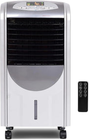 Ventilatore Portatile, 5 in 1 Ventilatore, Umidificatore, Purificatore d'Aria, Raffreddatore d'Aria, Timer 15H, 3 Modalità & 3 Velocità, Telecomando, 2 Confezioni di Raffreddamento