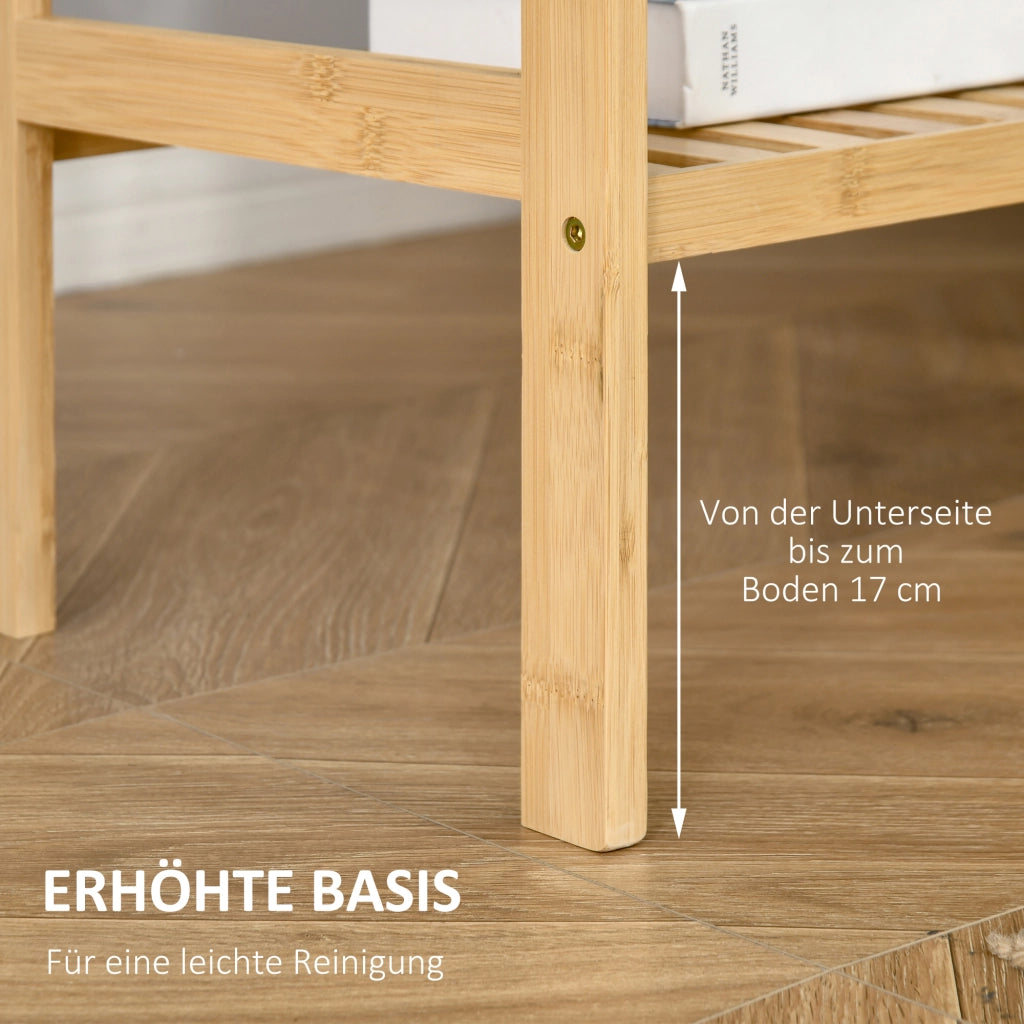 Scaffale da spiaggia, libreria a 4 ripiani in bamb¨´, 62x33x112 cm, per ufficio, magazzino, cucina, naturale