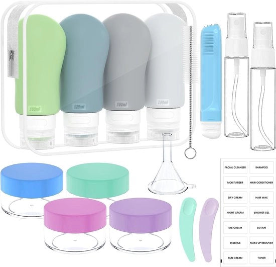 Borse da viaggio - formato di viaggio vuoto, flaconi da viaggio riutilizzabili, cosmetici, shampoo, liquidi - flaconi da viaggio - impermeabili - riempibili
