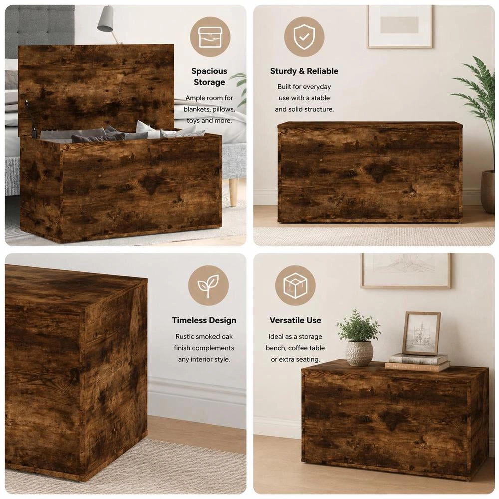 Storage Chest, Smoked Oak, 84x42x46 Cm, Wood Composite