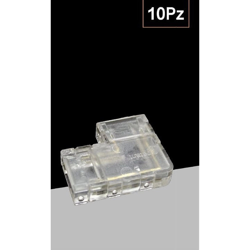 Trade Shop - Kit 10pz Connettore Trasparente Angolare Per Striscia Strip Led 2pin 8mm Cn8mm-l -