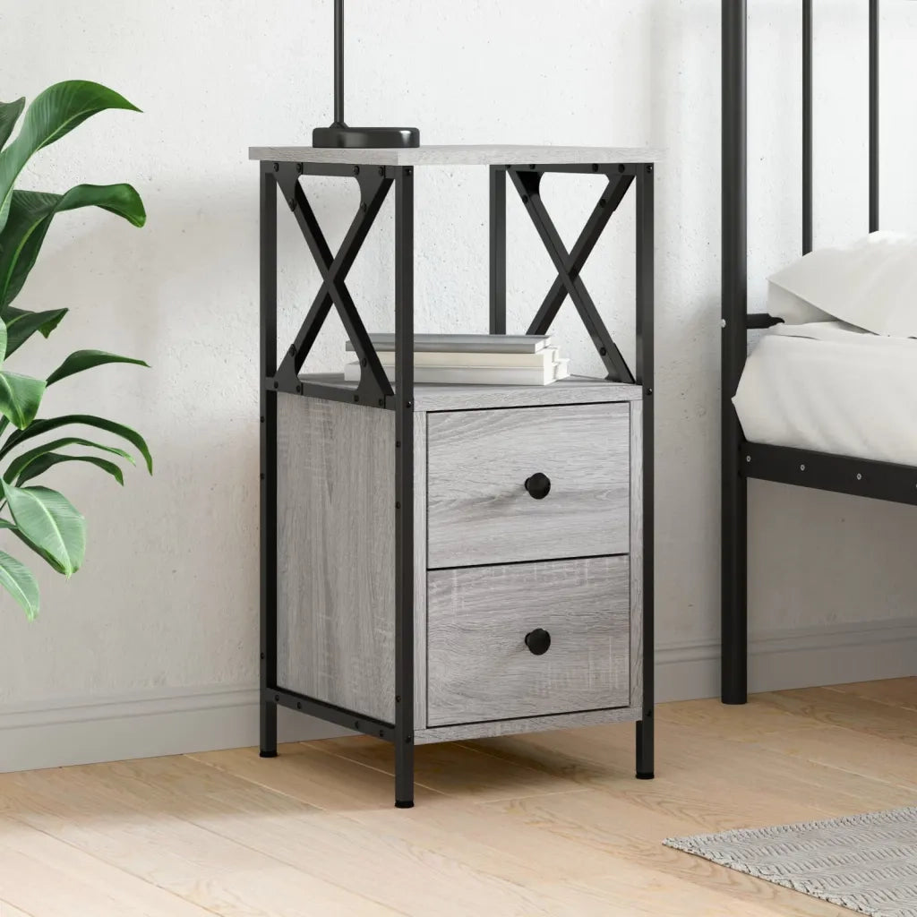 Comodino | Armadio da Notte | Mobiletto da notte Grigio Sonoma 34x35,5x70 cm in Legno Multistrato