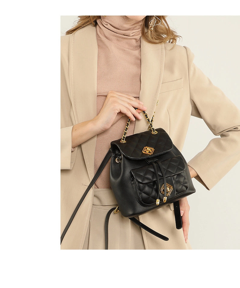 Zaino da donna in vera pelle, nero
