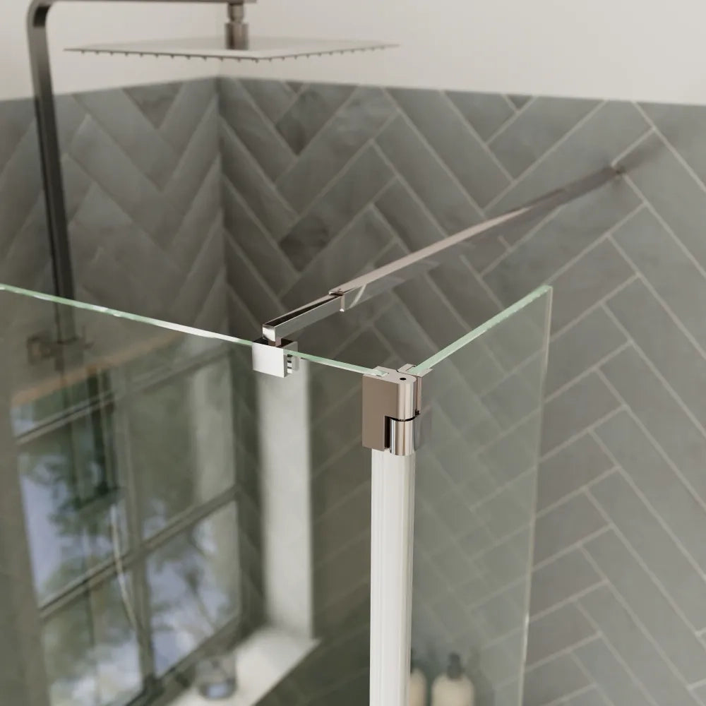 Doccia walk-in 70cm + anta 40cm vetro 8mm trasparente profili cromo | Keros