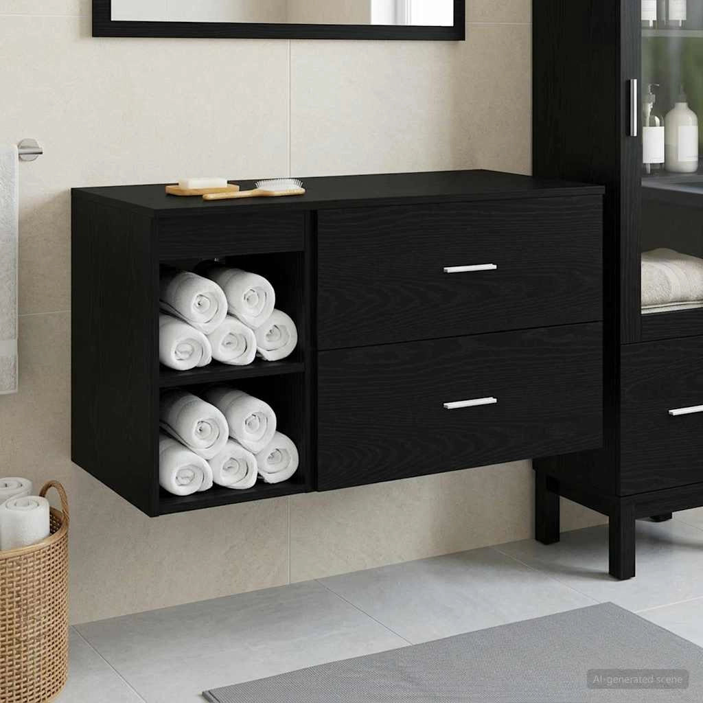 Set di mobili per il bagno 2 pz Rovere Nero 3403937