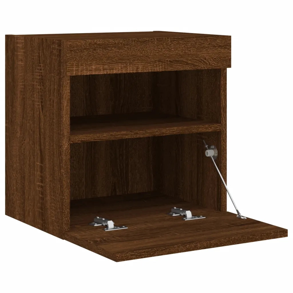 Mobile TV a Parete con Luci LED Rovere Marrone 40x30x40 cm 837181