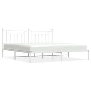 Letto matrimoniale | Letto per adulti | Giroletto con Testiera Metallo Bianco 200x200 cm