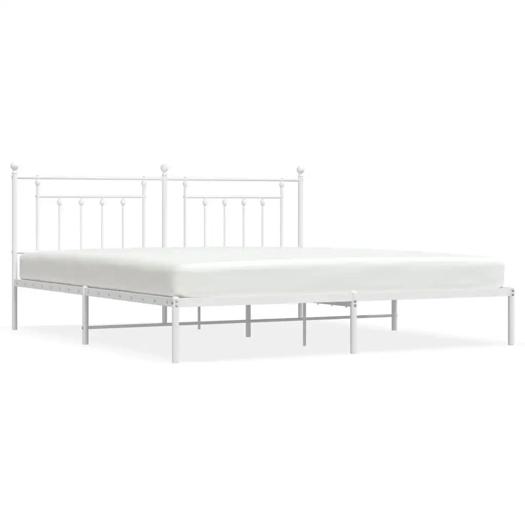 Letto matrimoniale | Letto per adulti | Giroletto con Testiera Metallo Bianco 200x200 cm
