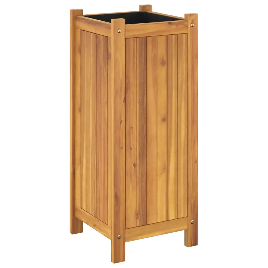 Fioriera Giardino con Rivestimento 31x31x75 cm Massello Acacia 366432