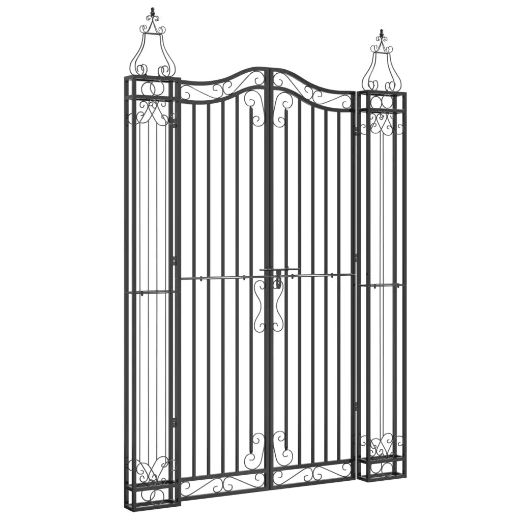 Cancello da Giardino Nero 121x8x180 cm in Ferro Battuto CFW8384781