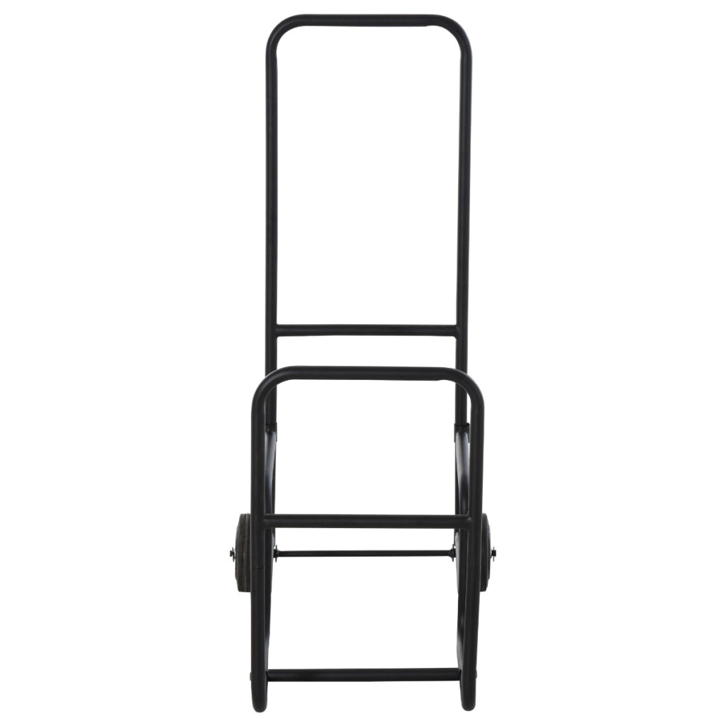 Easycomfort Carrello Portalegna in Metallo Nero con 2 Ruote per Interno ed Esterno, Max. 30kg, 56x40x90.5cm