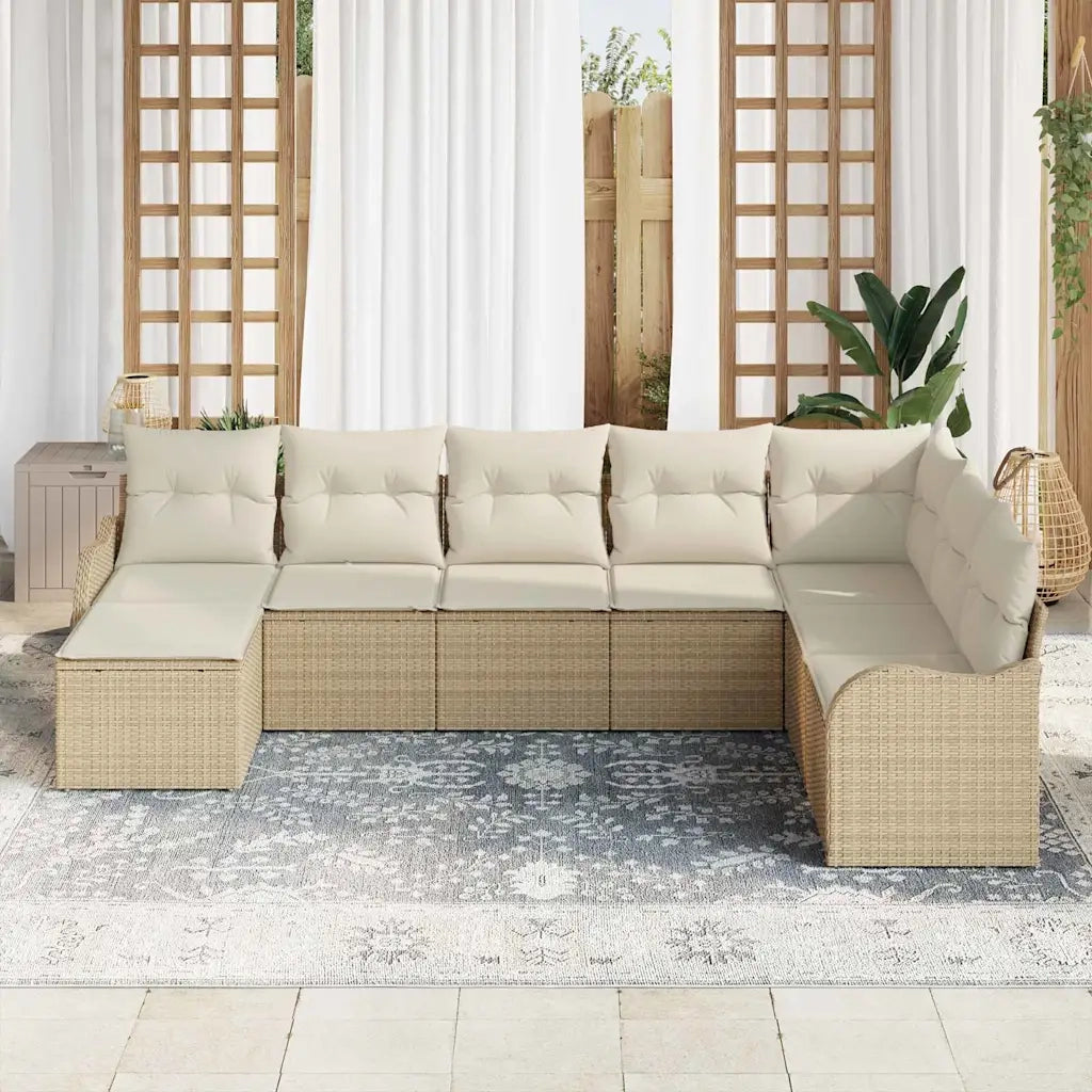 Set Divano da Giardino 8 pcs Beige e bianco Poly Rattan 3354490