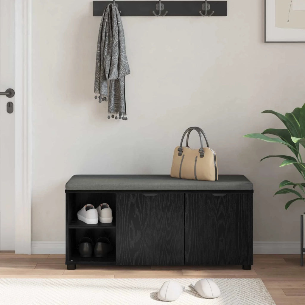 Panca per ingresso con cuscino Rovere Nero 100 x 38 x 46 cm 891513