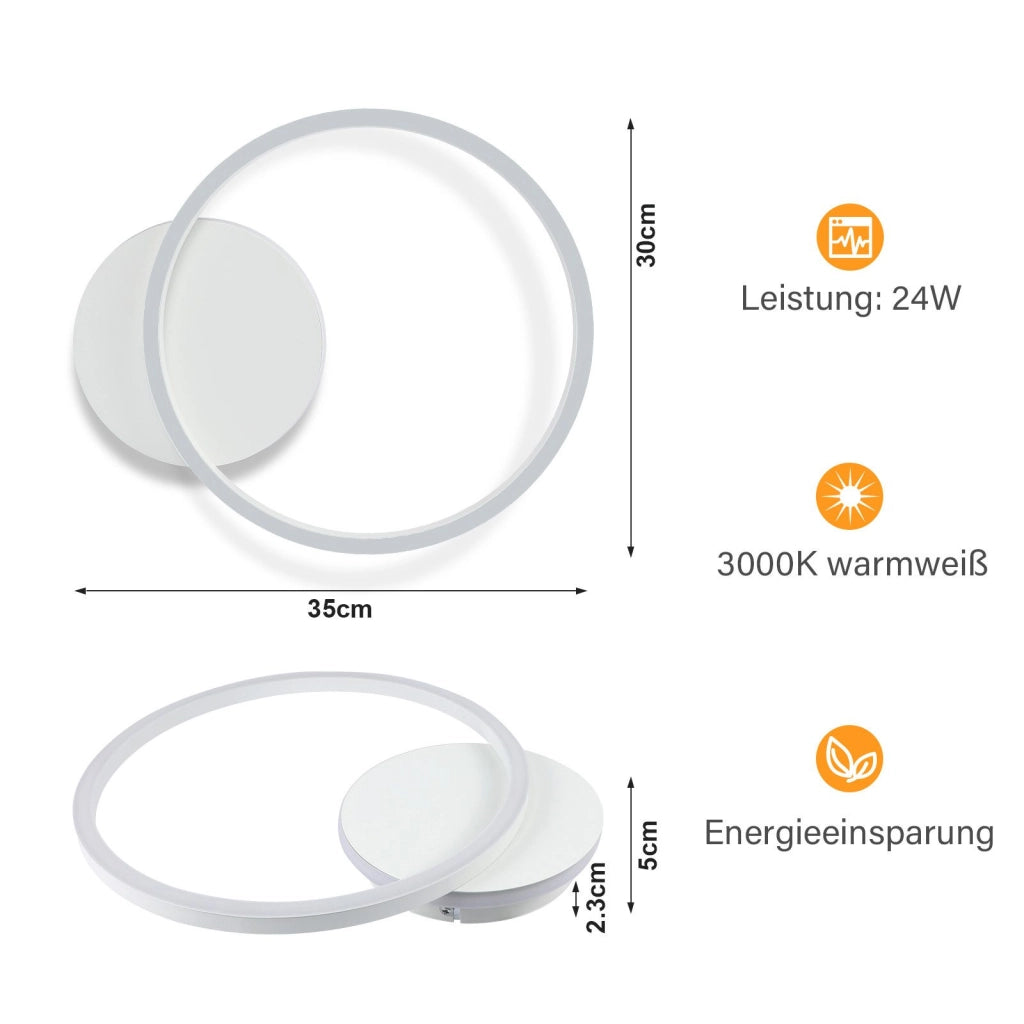 ZMH Lampada da soffitto plafoniera LED moderna 24W design 3000K per soggiorno cucina