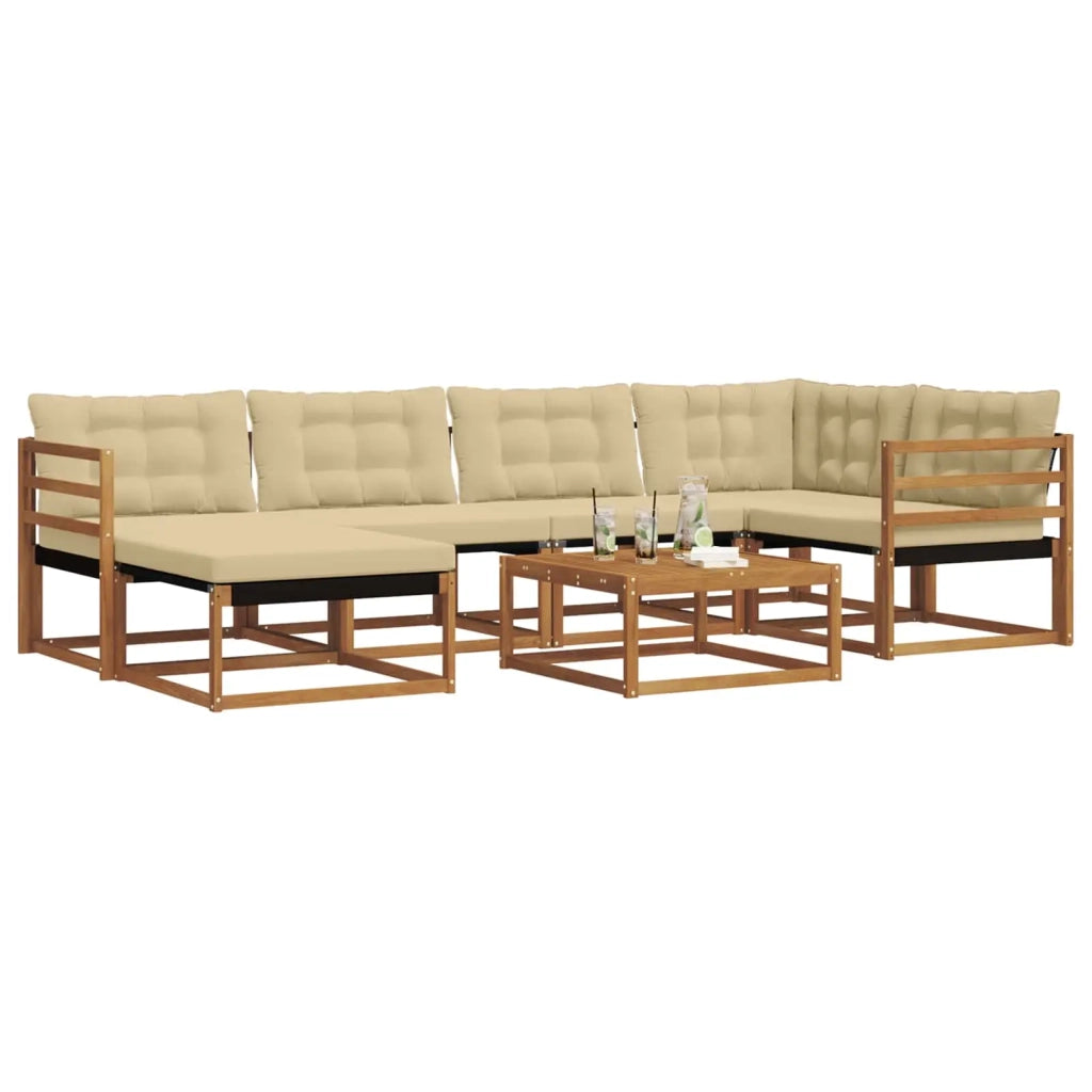 Set di divani da esterno con cuscino 19 pcs Naturale e Beige