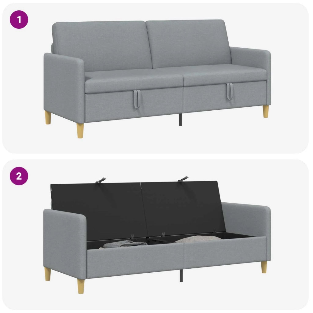 Divano con Storage Grigio Chiaro 192 x 78 x 87 cm Poliestere 42036975