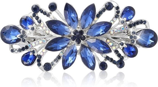 Spille per Capelli con Fiori in Cristallo Blu Scuro per Bambine e Donne