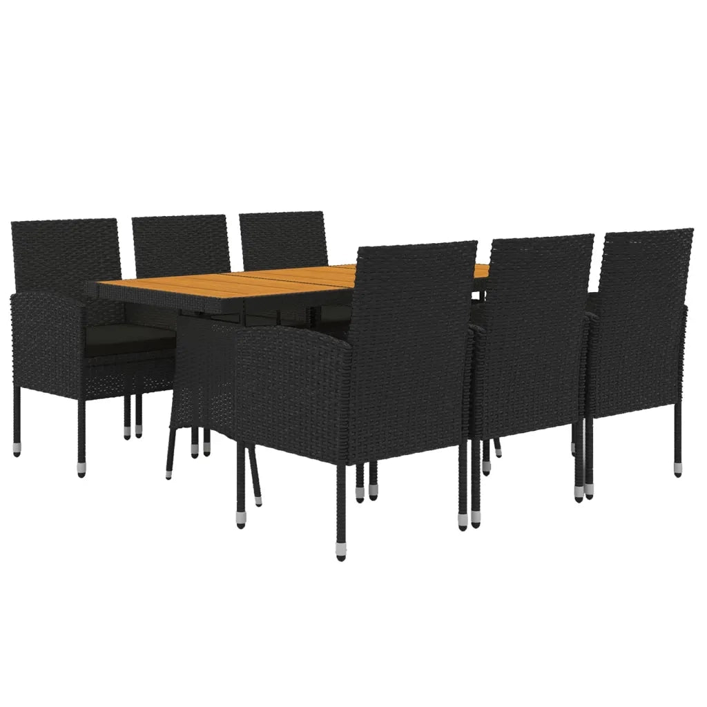 Set da Pranzo per Esterni 7 pz in Polyrattan Nero 3120109