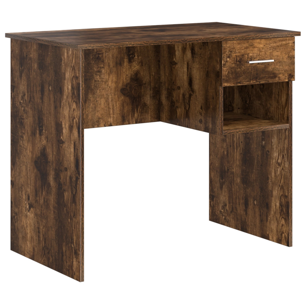 Scrivania con contenitore Rovere affumicato 90x49,5x75 cm Legno ingegnerizzato