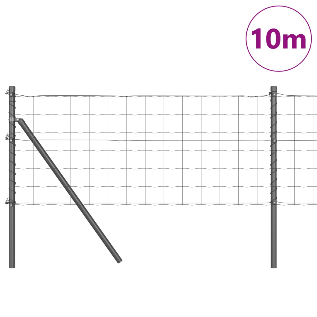 Euro Fence con 7 Pali 0.6x10 m Acciaio Zincato Grigio