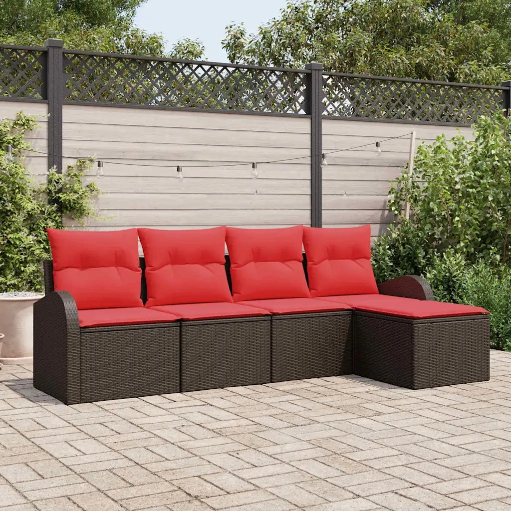 Set Divano da Giardino 5 pcs Marrone polyrattan