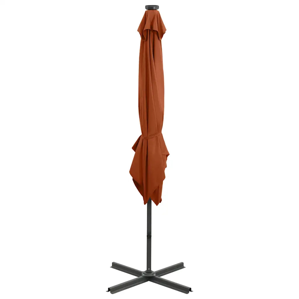 Ombrellone a Sbalzo con Palo e Luci a LED Terracotta 250 cm 312327