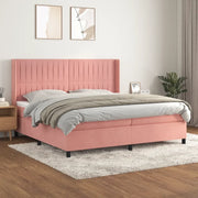 Giroletto a Molle con Materasso Rosa 200x200 cm in Velluto 3132824
