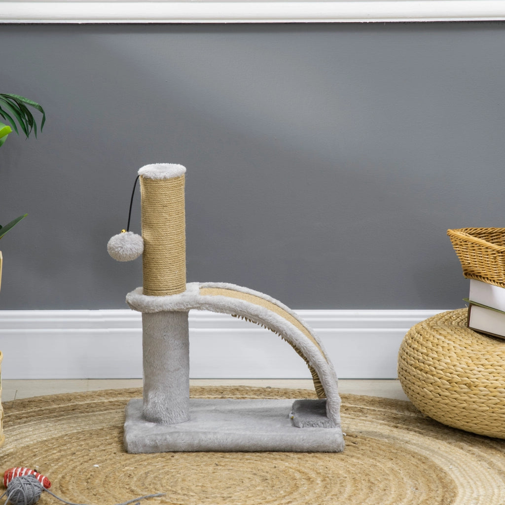 Tiragraffi per Gatti con Corda e Campanella ¨C zephmum ¨C Grigio 34x24x43 cm