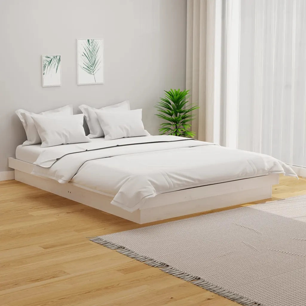 Giroletto-Struttura Letto Bianco in Legno Massello 150x200 cm King Size 706127