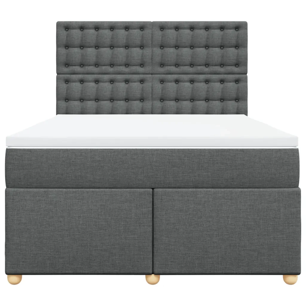 Giroletto a Molle con Materasso Grigio Scuro 160x200 cm Tessuto