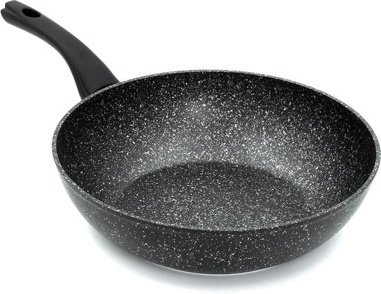 Pentola a induzione 28 cm nera con coperchio